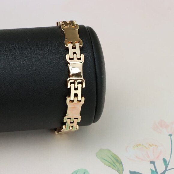 "Rose Gold Polished Link Bracelet in 19cm Gold Plated Brass, XPBL0874 - Picture 12 of 13